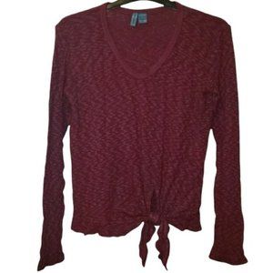 Left Of Center Tie Waist Raw Hem Light Knit Sweater Size XS